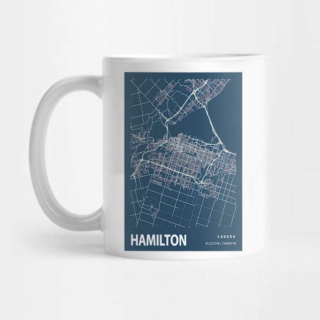 Hamilton Blueprint Street Map, Hamilton Colour Map Prints by tienstencil